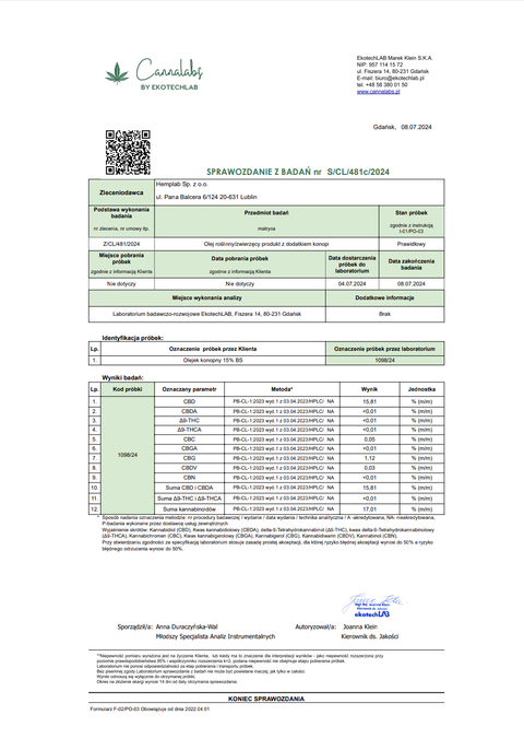 Olejek CBD 15%